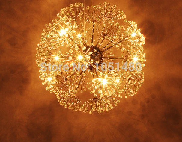 new north europen dandelion ball crystal pendant lights dinning room lamp bar light