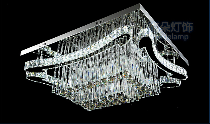 new rectangle led crystal chandeliers modern lighting stainless steel crystal lamp home light