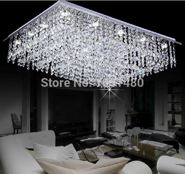 new rectangular crystal ceiling chandelier modern home lighting l800*w600*h350cm