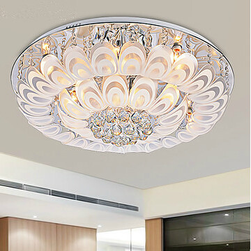 peacock k9 crystal lamp led living room lamp fashion brief bedroom lights modern ceiling light stunning dia80*h26cm,with remote