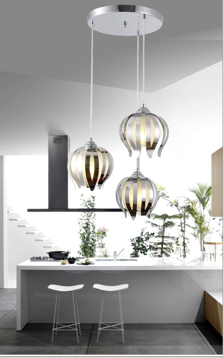 pendant light ceiling plate stainless steel +glass e27 ac85-265v glass balls pendant lighting