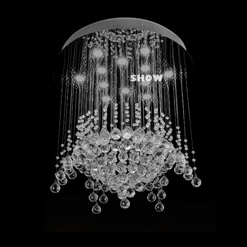 promotion s new round crystal chandeliers modern luxury living room lights ,dia80*h100cm lustres lamp