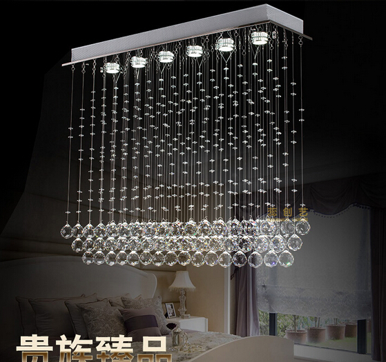 rectangular crystal chandelier dinning room light fixture with led light source guaranteed