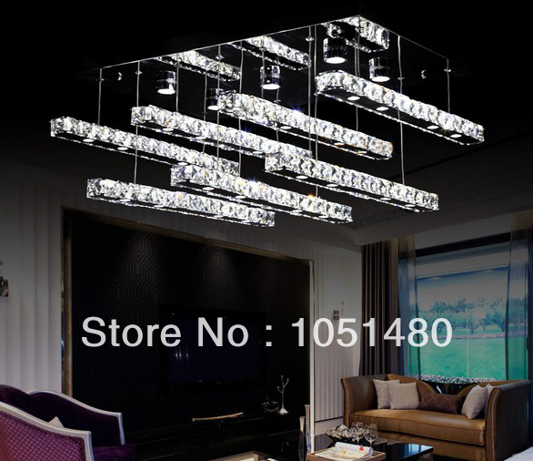 s flush mount rectangular led crystal lamp , modern lustre foyer lights