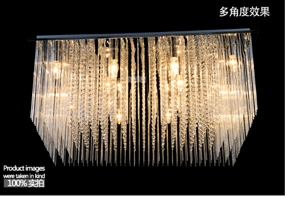 selling rectangular crystal chandelier modern lighting l80*w60*h35cm luminares crystal lamp for living room