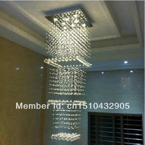 special offer guaranteed retangular big crystal chandelier l600*w600*h2000mm, crystal home light