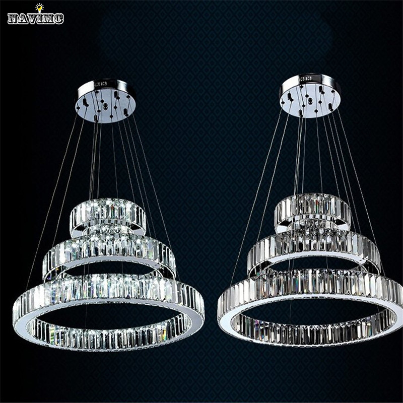 1 ring 2 ring 3rings led k9 crystal chandelier light lamp lustres de cristal suspension modern led light fixture