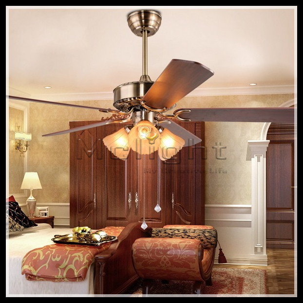 1070mm/42" iron leaf ceiling fan light minimalist modern european antique fan restaurant retro living room ceiling fan lighting