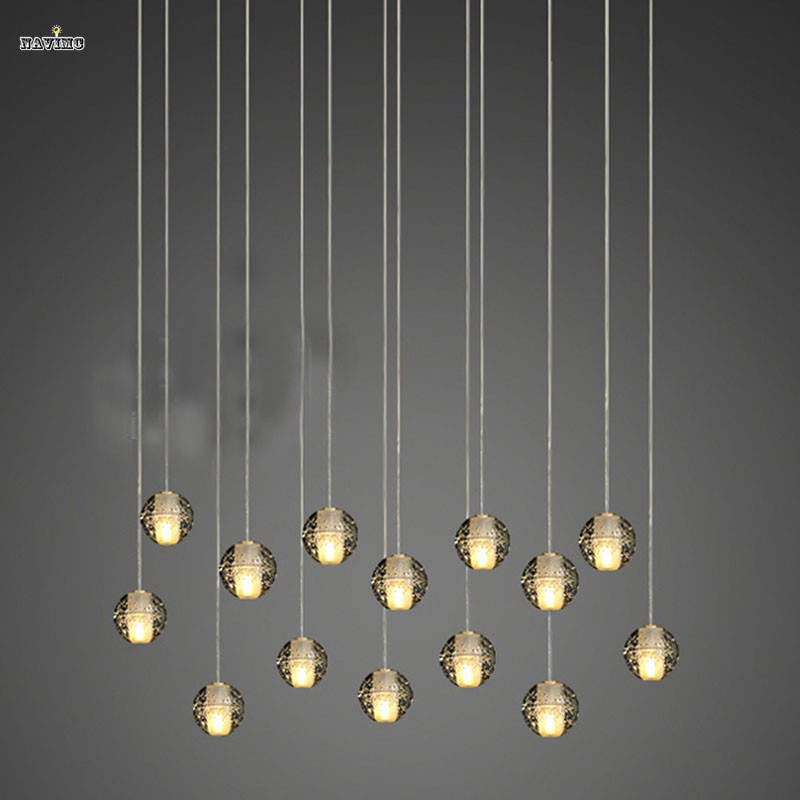 14 meteor shower light hanging spherical led crystal chandelier lighting for dining room globe el project lighting fixtures - Click Image to Close