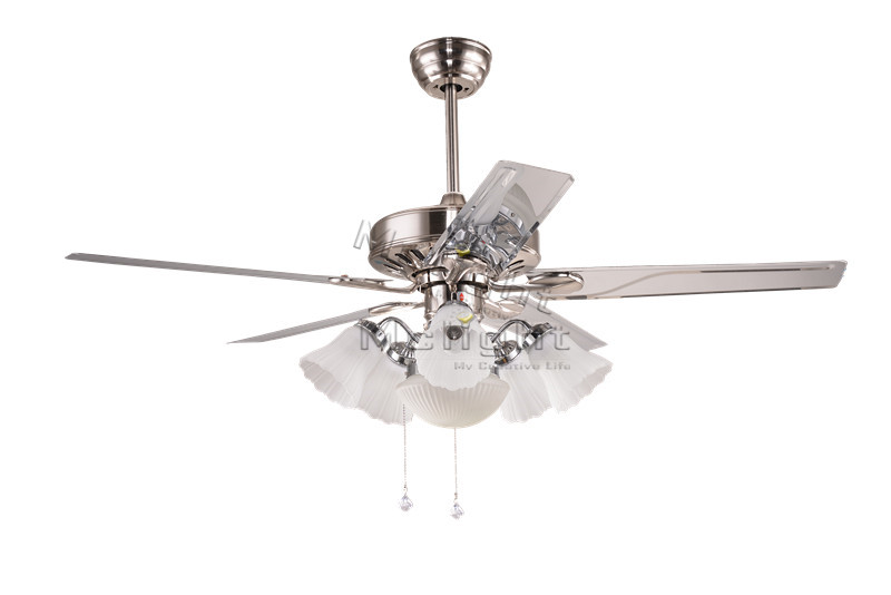 art deco ceiling fan with light kits for industrial coffee house bar living room white lamp 48 inch 5 stainless blade fixture