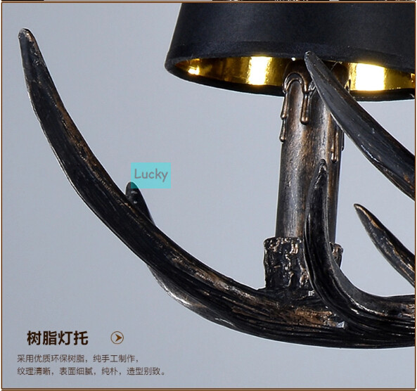 artistic antler featured black chandelier cage pendant light with 6 lights 110-220v
