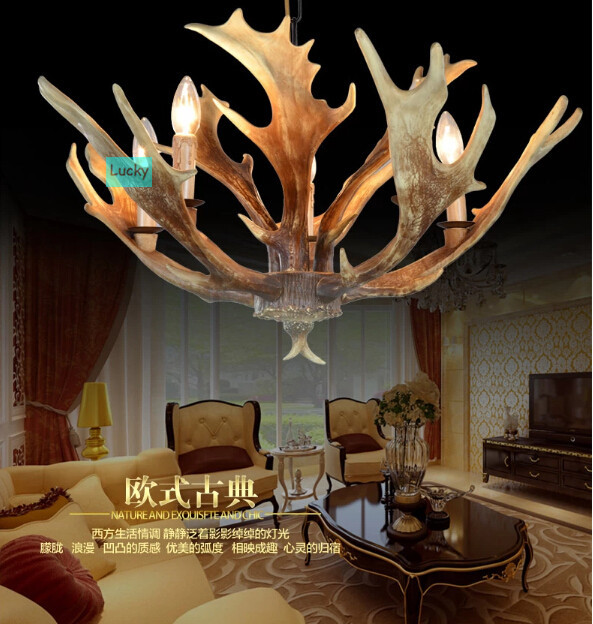 artistic antler featured chandelier with 6 lights living room lamp for home modern