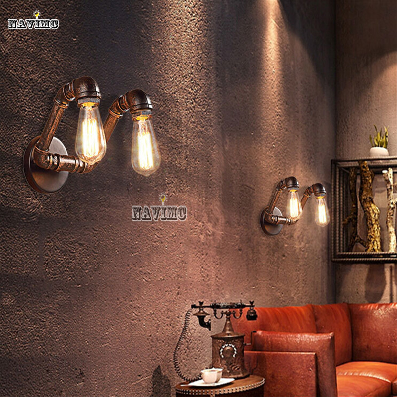 artistic industrial retro style balcony aisle stairs corridor restaurant bar water pipe wall lamp
