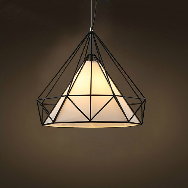 creative led pendent lamp dining room light for restaurant bar cafe diamond pyramid iron birdcage modern lighting fixture