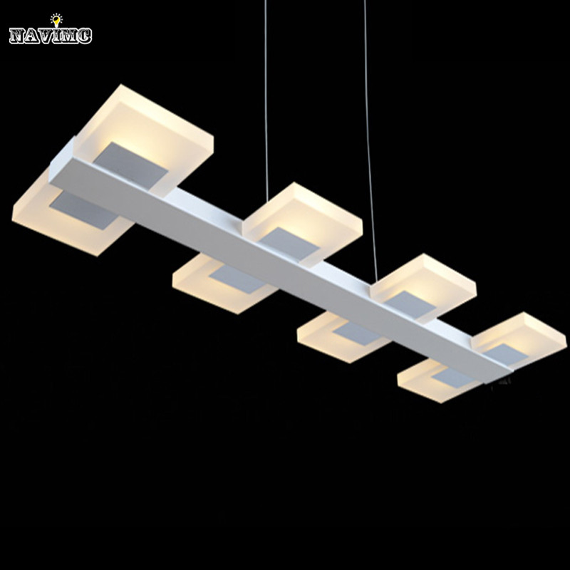 creative rectangular white led pendant light acylic pendant bar lamp led hanging suspesion light for dining room