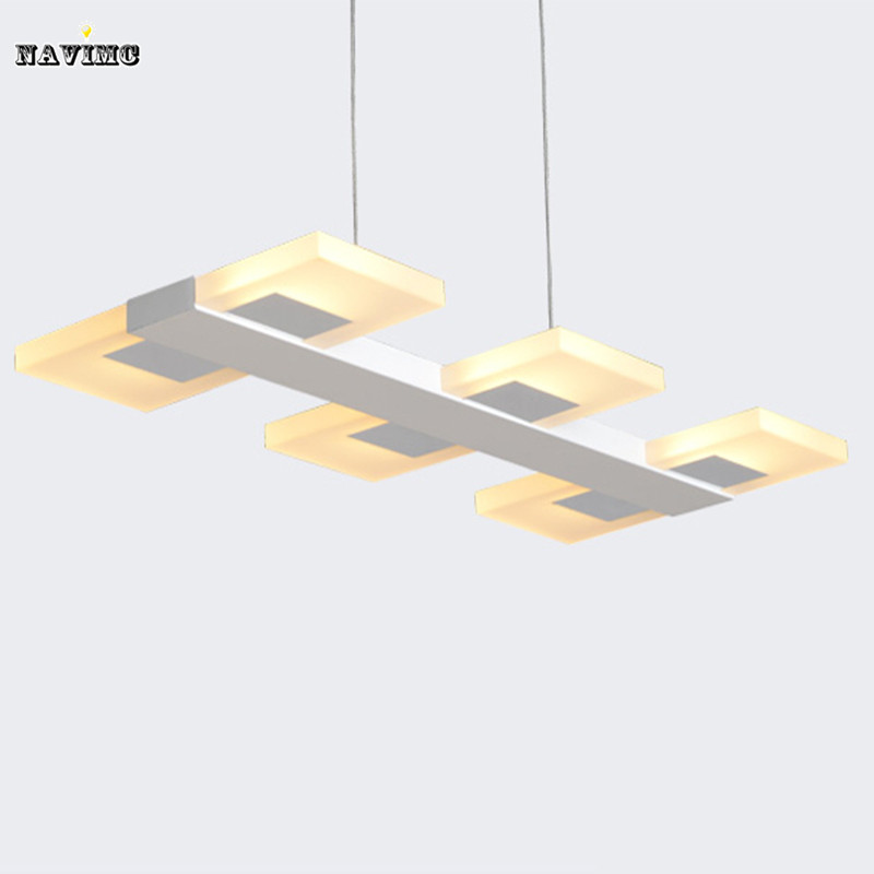 creative rectangular white led pendant light acylic pendant bar lamp led hanging suspesion light for dining room