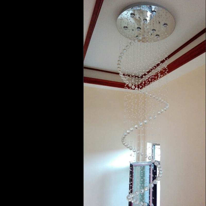 d70cm art deco led spiral lustre crystal chandelier light fixtures long stair light for staircase el foyer living room