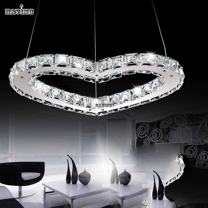 dinning room diamond crystal led pendant lamp romantic heart pendant light fixture for restaurant enterway decoration luxury