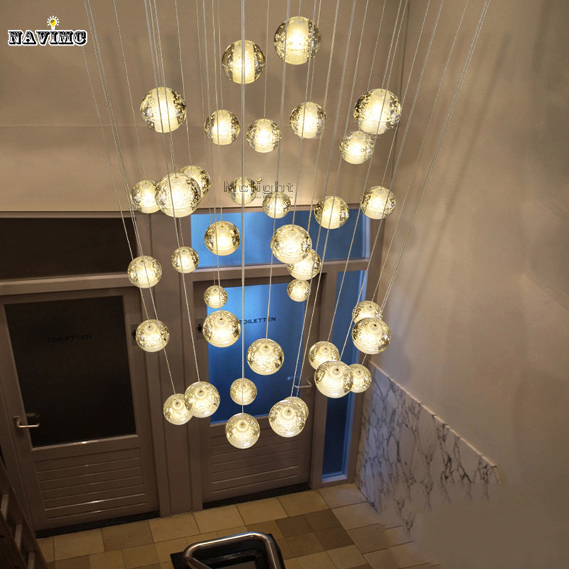 diy modern led crystal pendant lights fixtures magic crystal ball lustre loft stairwell crystal lighting meteor shower lamp