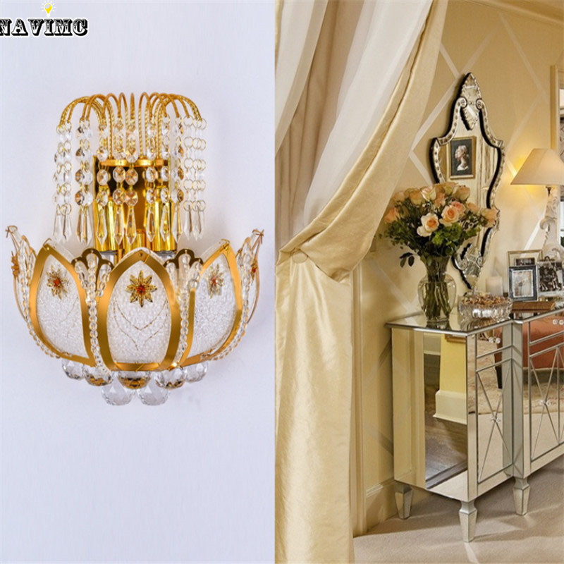 gold crystal led wall sconces lamps for bedroom living room bedside bathroom closet night light modern luxury wall light