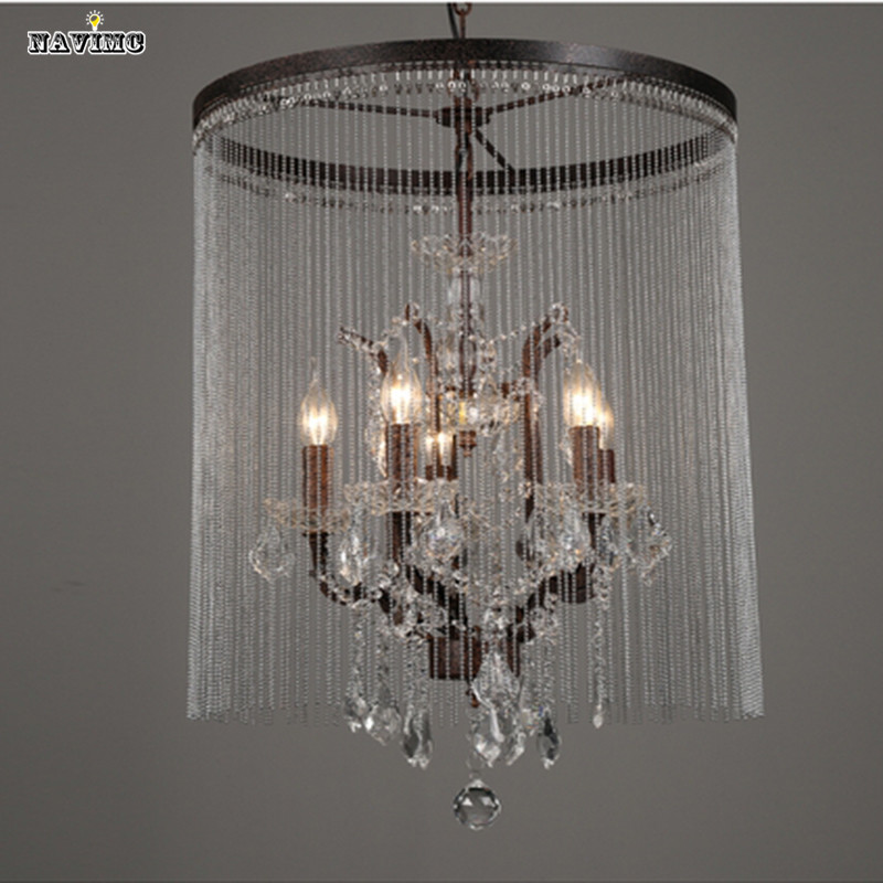 large french empire chain wrought iron nordic crystal chandelier light fixture cover suspension hanging lamp chain light