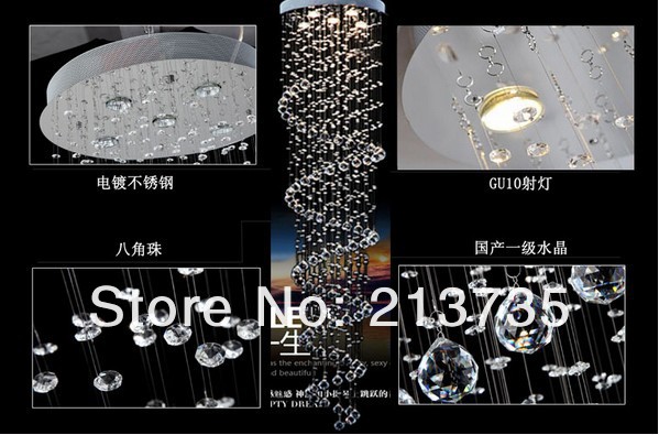 lights & lighting,dia 450mm* h 1800mm modern crystal chandeliers for indoor lighting