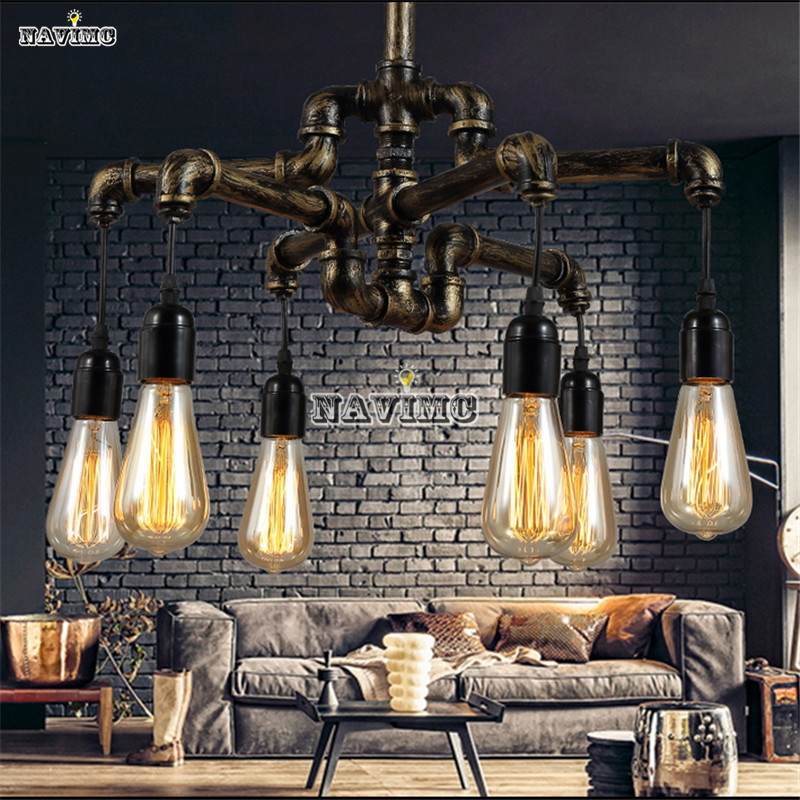 loft industrial pendant light vintage style personality restaurant bar coffee wrough iron lamp with 6/8 heads