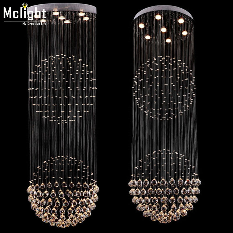 long spiral crystal ceiling lights clear crystal light fixture lustres lamp for stairs / foyer/ hallway prompt shipment mc0567