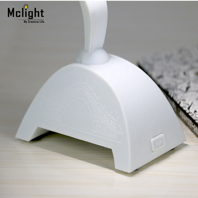 lovely white usb rechargeable led desk lamp folding adjustable 12-leds reading desk table bedside lamp girls gift night light