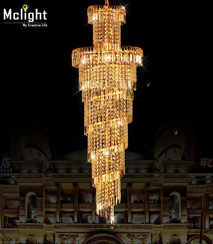luxury large classic gold crystal chandelier light lighting fixture for restaurant el lobby foyer staircase