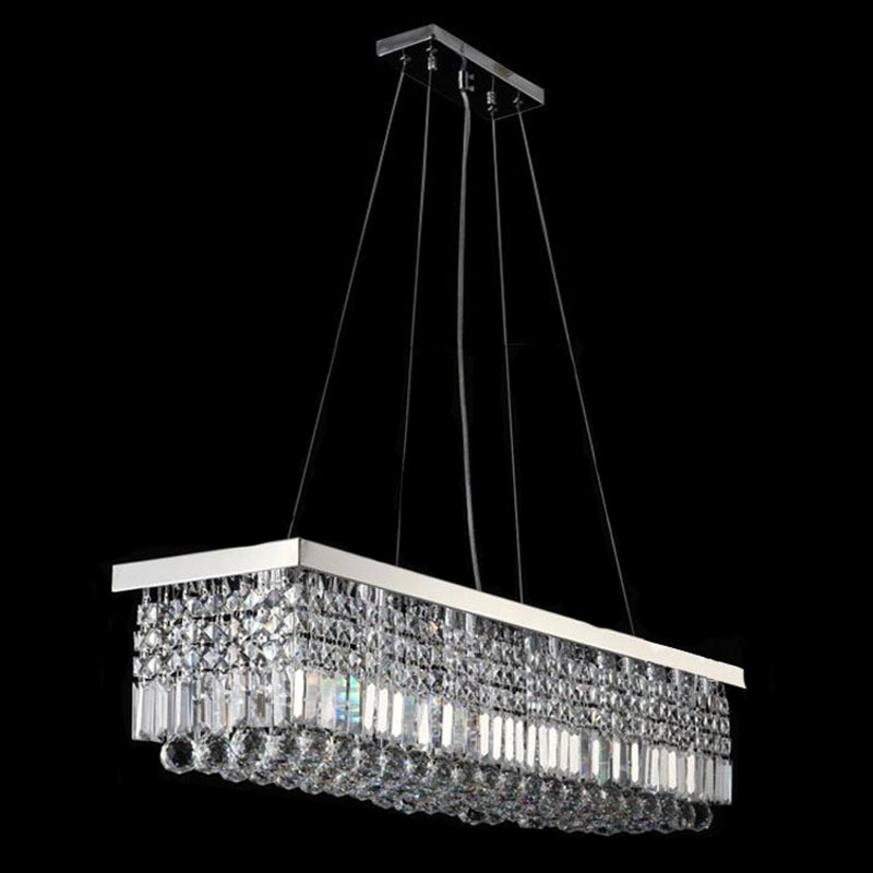 luxury lustre rectangular crystal chandelier for dining room 220v 110v 240v lamp bedroom soft bulb