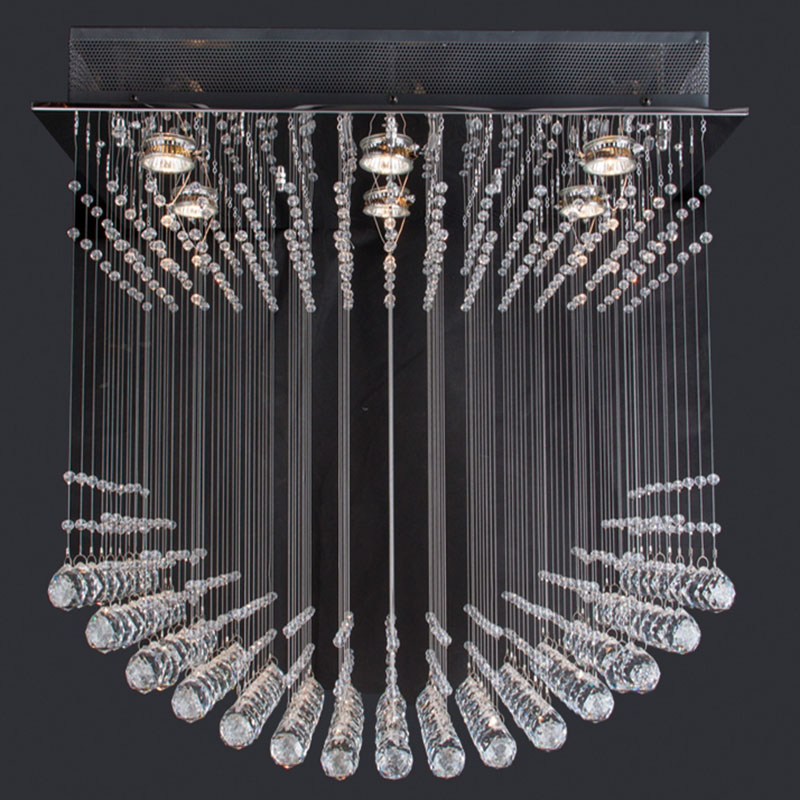 luxury modern led wave clear crystal chandelier light fixture for foyer dining rooom