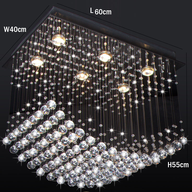 luxury modern led wave clear crystal chandelier light fixture for foyer dining rooom