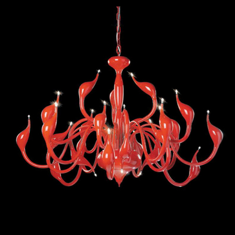 modern 24 lights black red swan led chandelier lamp wrought iron chandelier lighting for el project lighting