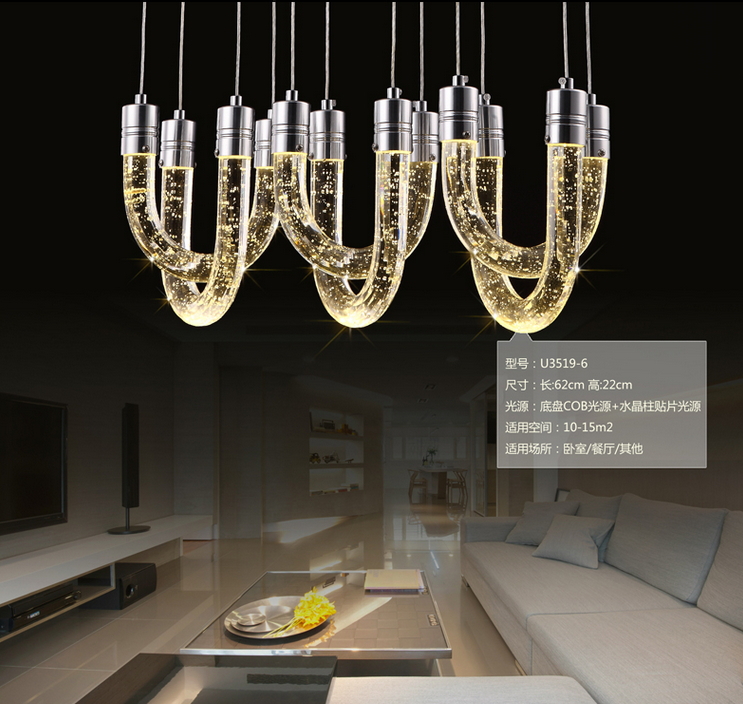 modern brief led restaurant lights bubble lustre crystal pendant light bar work table pendant lamp for dinning room