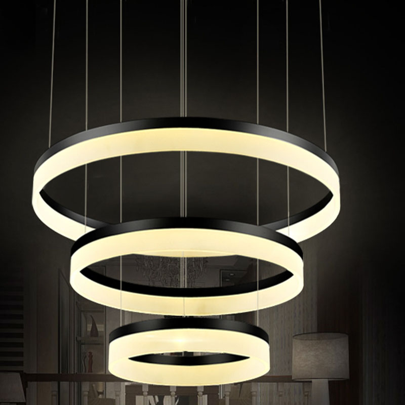 modern chandelier acrylic lamps 3 ring led chandelier fashion designer hanging lamp circle