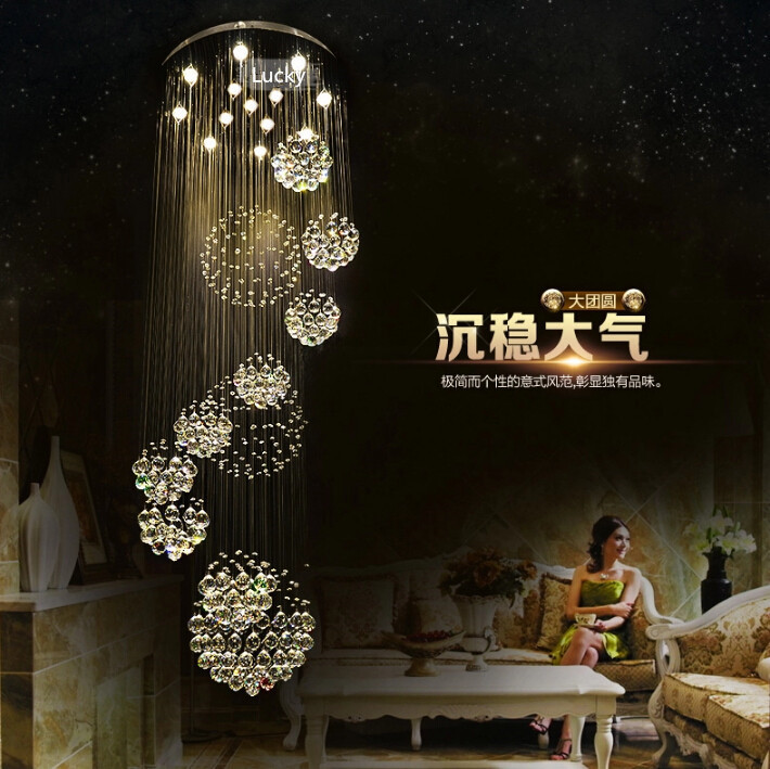 modern chandelier large el lighting d80*h200cm lustre crystal stair lights guarantee
