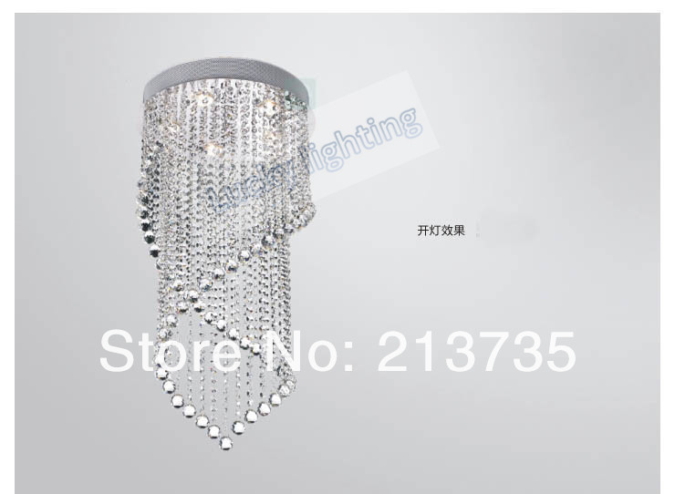 modern crystal chandelier light, crystal stair lamp with 5 gu10 light,d400*h800mm