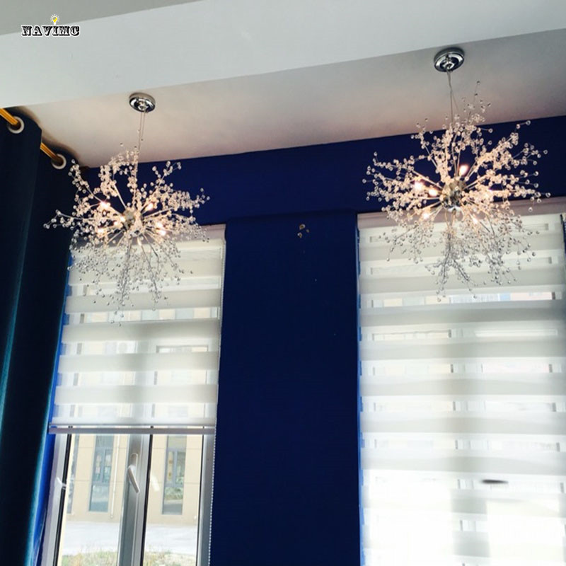 modern dandelion led pendant light clear crystal hanging pendant lamp for dining room restaurant living room entryway