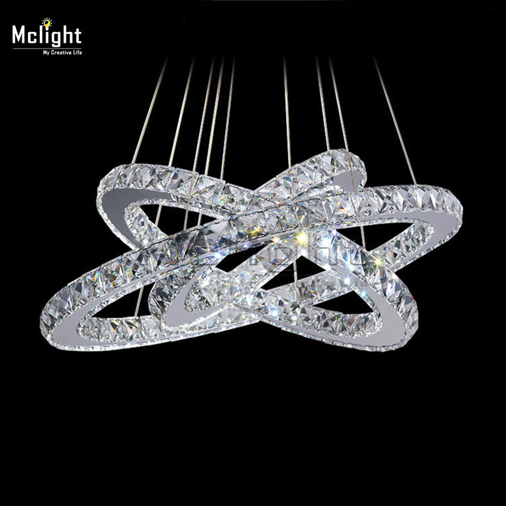 modern diamond 3 rings led k9 crystal chandelier light fixture lustre hanging lamp light for dining room foyer stairscase lamp