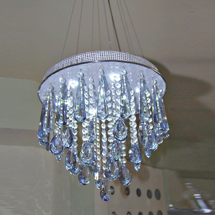 modern led blue crystal pendant light for dining room lamp bedroom light bar lighting fixture messenger wire lamp art lighting