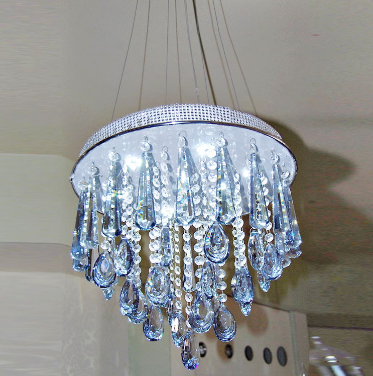 modern led blue crystal pendant light for dining room lamp bedroom light bar lighting fixture messenger wire lamp art lighting