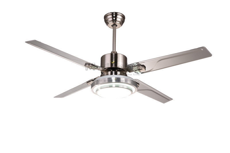 modern led ceiling fans with 1 light kits for restaurant coffee house living room lamp 48 inch 4 stainless blade fixture
