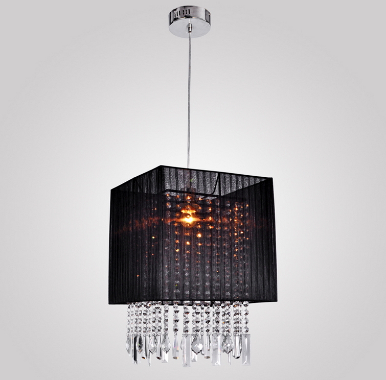 modern led crystal chandeliers 50w black knitting lampshade for dinning room restaurant bedroom study chandelier lighting