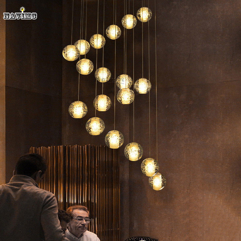 modern led crystal pendant lights fixtures for dining room magic ball loft stair crystal light meteor shower rain pendant lamp