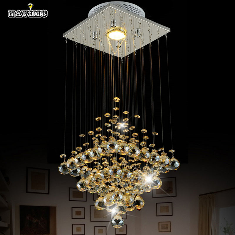 modern luxury chandelier lighting fixture hanging cord pendant lamps amber crystal luminaire for entrance way,aisle ,corridor