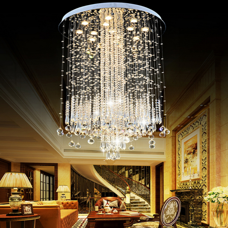 modern minimalist led vanity long stair crystal chandelier light fixture for living room large luxury el hall foyer lamp