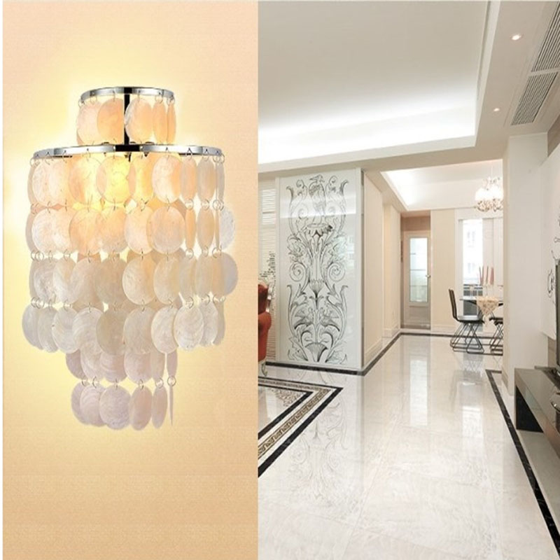 modern shell lampshade led wall lamp bedroom living room sconces bedside lamp wall mounted light fixture