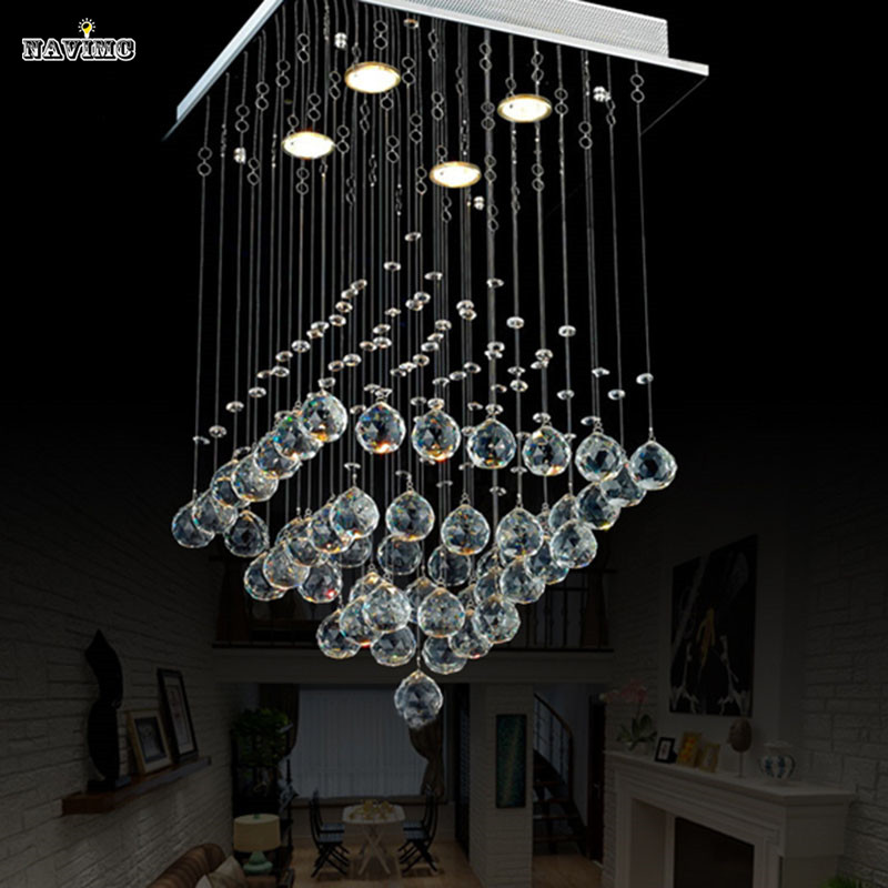 modern square crystal chandelier led pyramid design lustre home decoration indoor lighting fixture