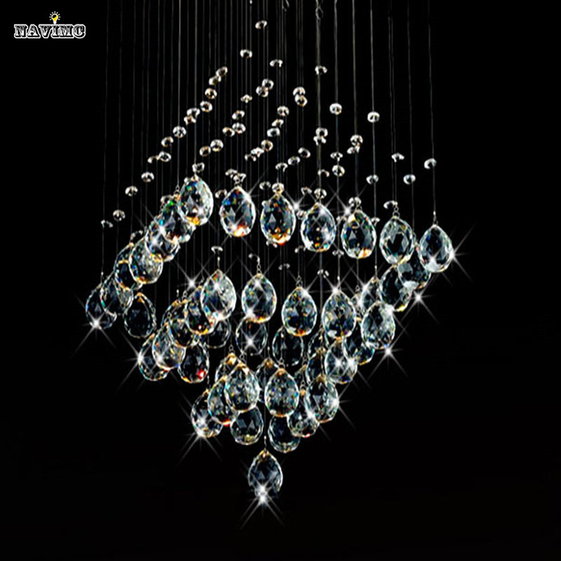 modern square crystal chandelier led pyramid design lustre home decoration indoor lighting fixture